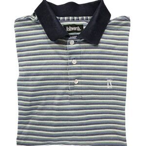 Ashworth Golf‎ Polo Men's L PGA Tour Embroidered Logo Double Mercerized Cotton